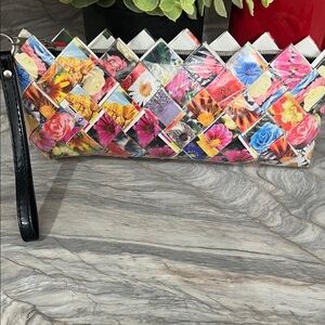 Nahui Ollin Floral Mosaic Wristlet